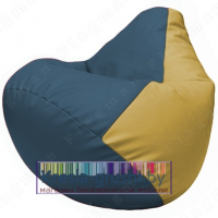 Бескаркасное кресло мешок Груша Г2.3-0308 (синий, охра)